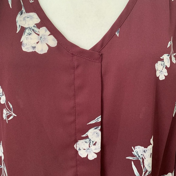 Blouse Maroon Elastic Long Sleeve Color Collective Concepts Polyester Sz… - Picture 6 of 14